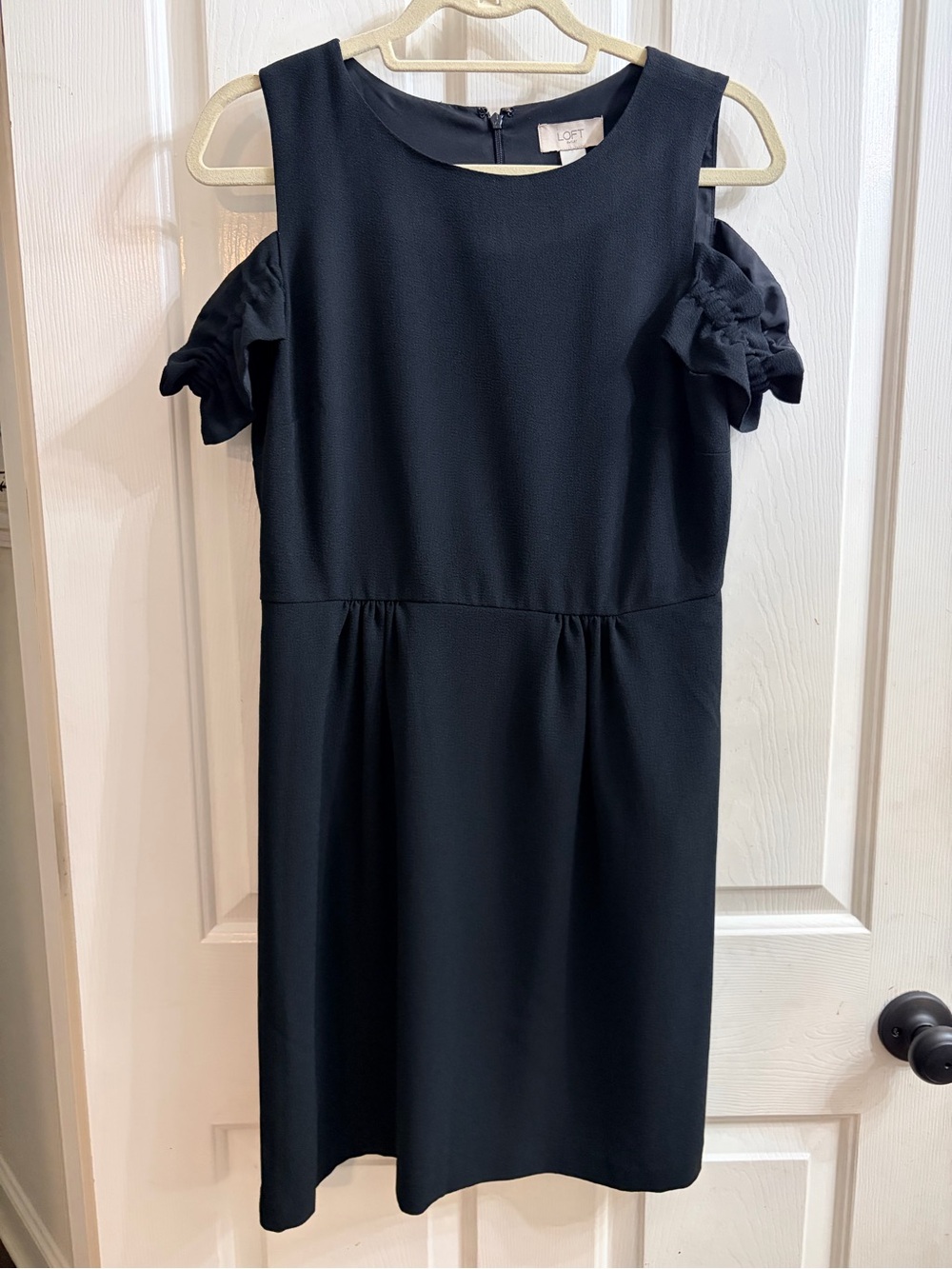 Ann Taylor Loft Outlet Black Cold-Shoulder Sheath Dress